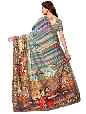 digital graphic printed saree with blouse - 16053605 - Standard Image - 2