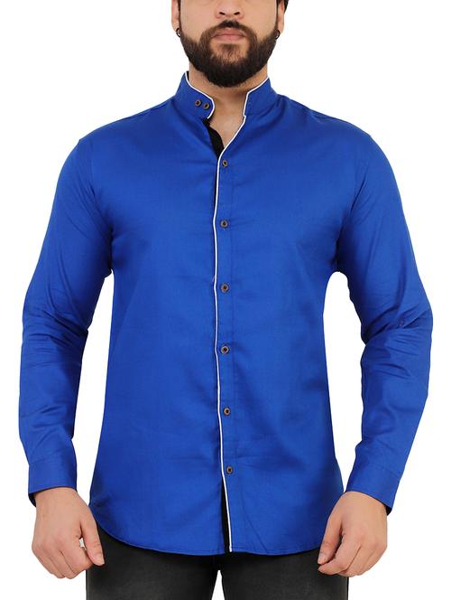 blue solid casual shirt - 16054124 - Standard Image - 1