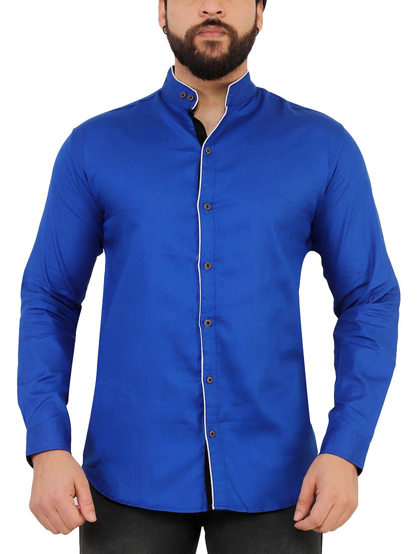 blue solid casual shirt - 16054124 - Zoom Image - 1