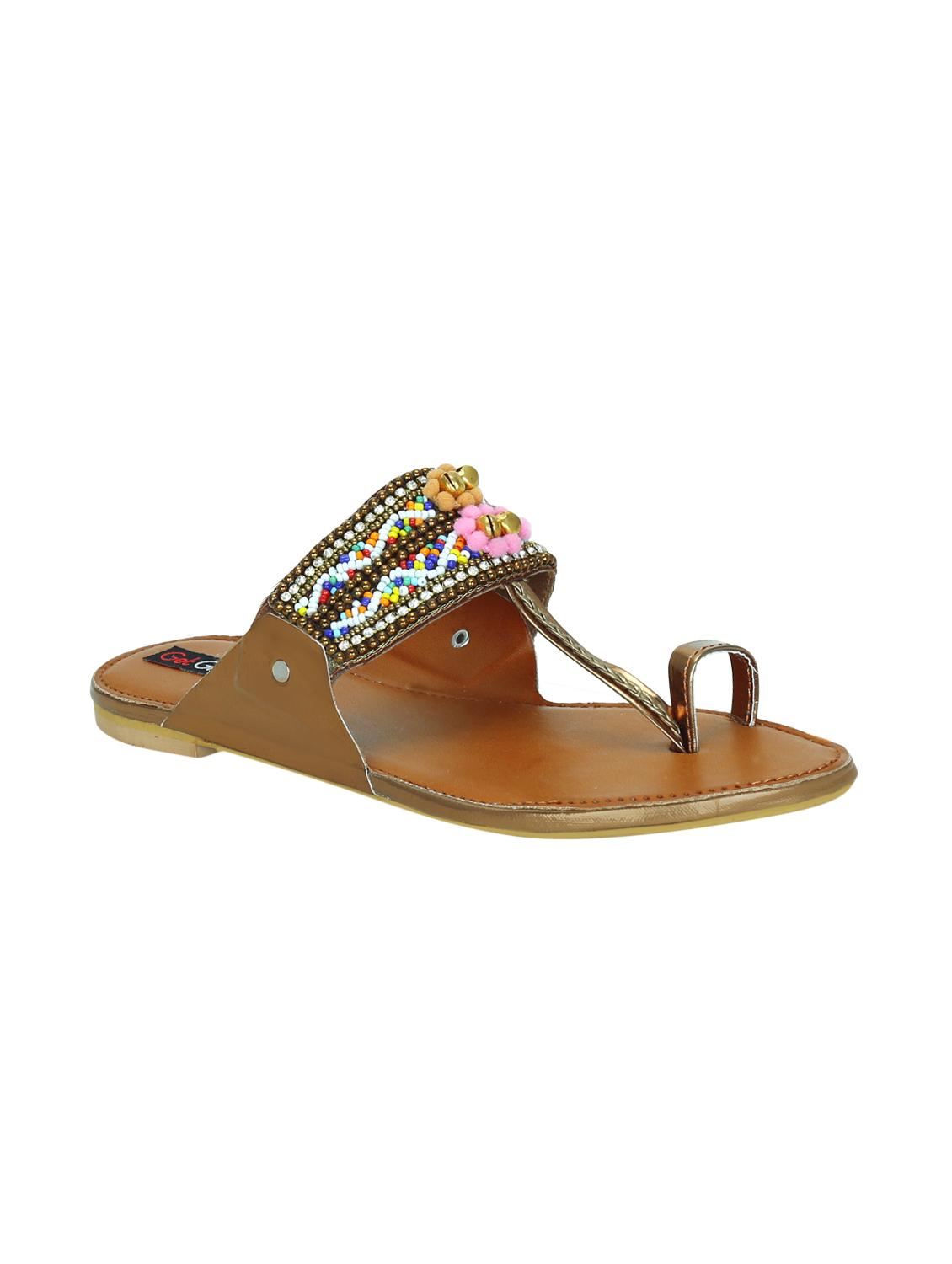 copper synthetic ethnic kolhapuris - 16054303 - Zoom Image - 1