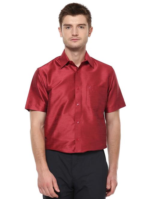 red polyester casual shirt - 16054515 - Standard Image - 1