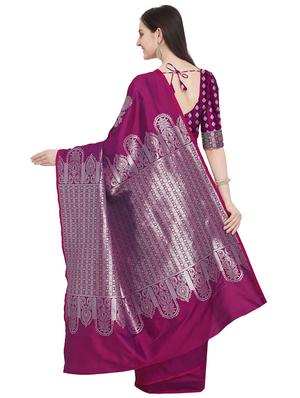floral zari motif banarasi saree with blouse - 16054754 - Standard Image - 2