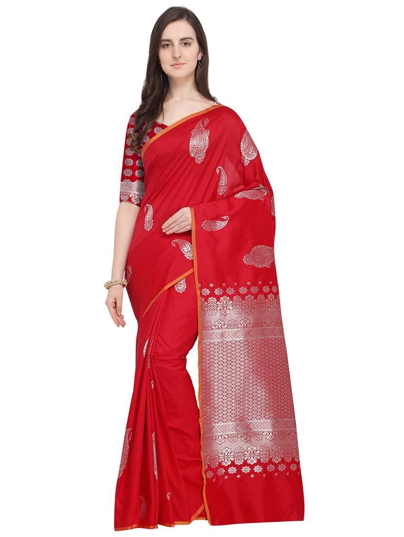 paisley zari motif banarasi saree with blouse - 16054756 - Zoom Image - 1
