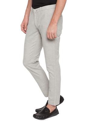 grey cotton flat front casual trousers - 16055386 - Standard Image - 2