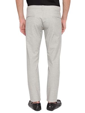 grey cotton flat front casual trousers - 16055386 - Standard Image - 3