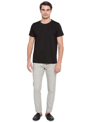 grey cotton flat front casual trousers - 16055386 - Standard Image - 4