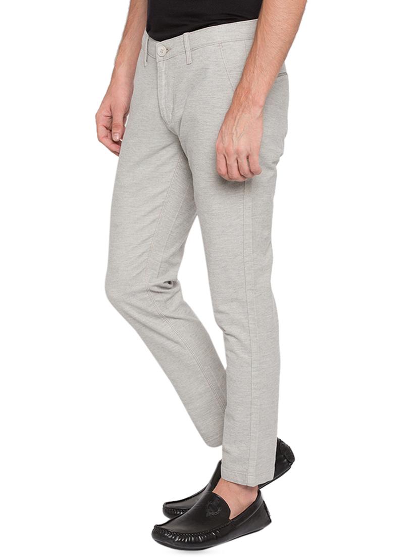 grey cotton flat front casual trousers - 16055386 - Zoom Image - 2