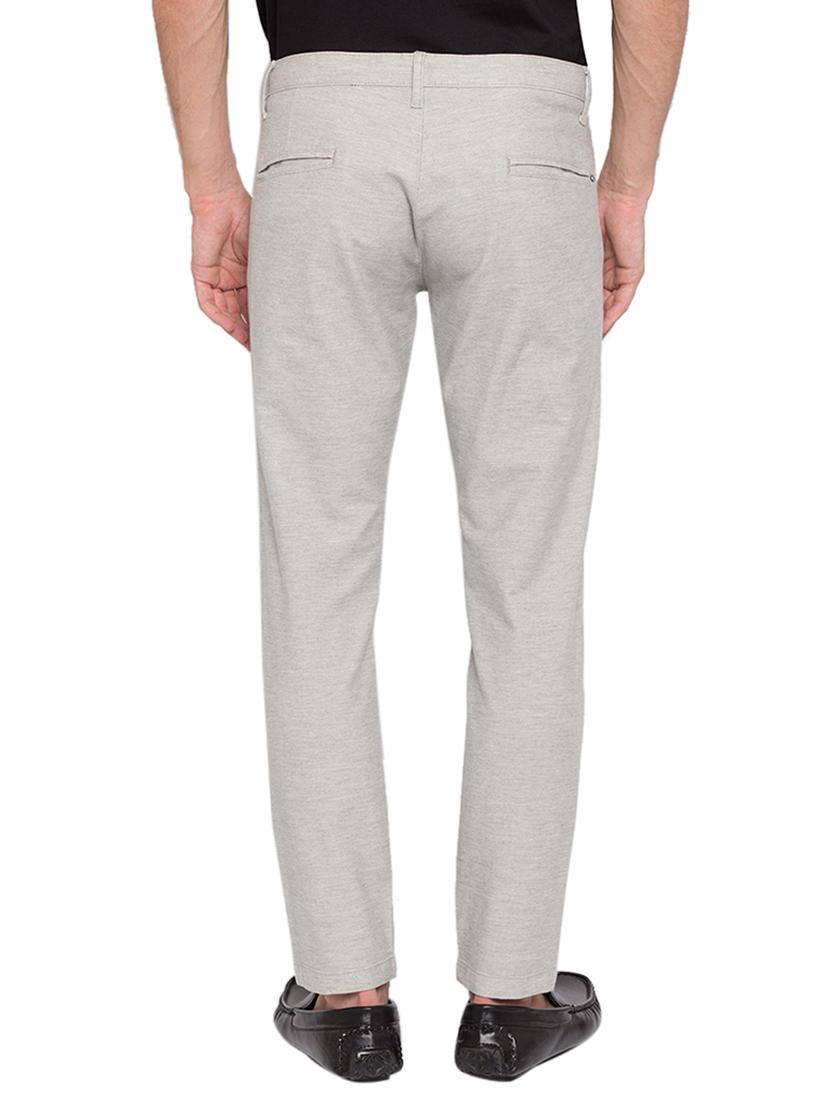 grey cotton flat front casual trousers - 16055386 - Zoom Image - 3