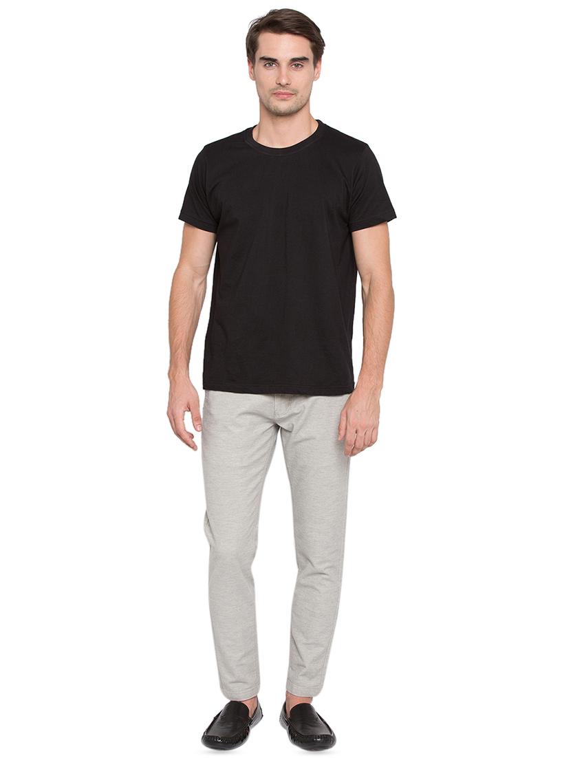 grey cotton flat front casual trousers - 16055386 - Zoom Image - 4