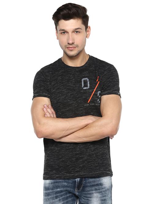 black typographic chest print t-shirt - 16055681 - Very Small Image - 1