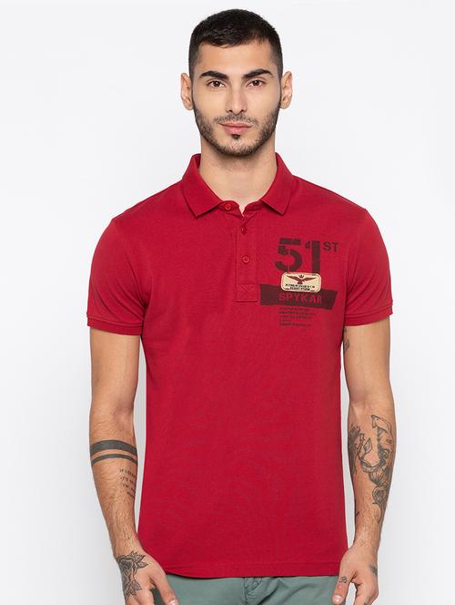 red typographic polo t-shirt - 16055790 - Standard Image - 1