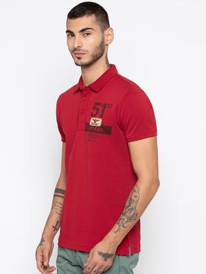 red typographic polo t-shirt - 16055790 - Standard Image - 2