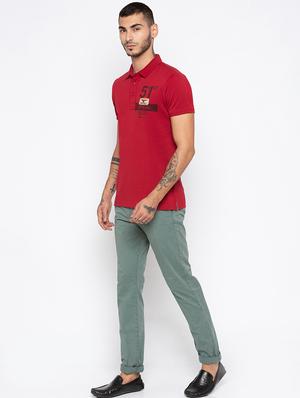 red typographic polo t-shirt - 16055790 - Standard Image - 4