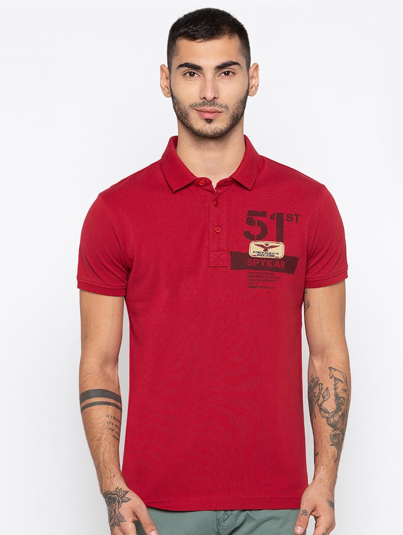 red typographic polo t-shirt - 16055790 - Zoom Image - 1