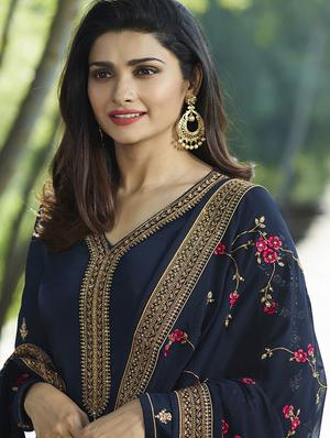embroidered churidaar semi-stitched suit - 16056952 - Standard Image - 2