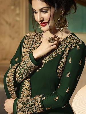 embroidered semi-stitched anarkali suit - 16056977 - Standard Image - 2