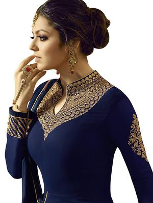embroidered anarkali semi-stitched suit - 16056983 - Standard Image - 2