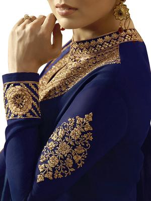 embroidered anarkali semi-stitched suit - 16056983 - Standard Image - 3