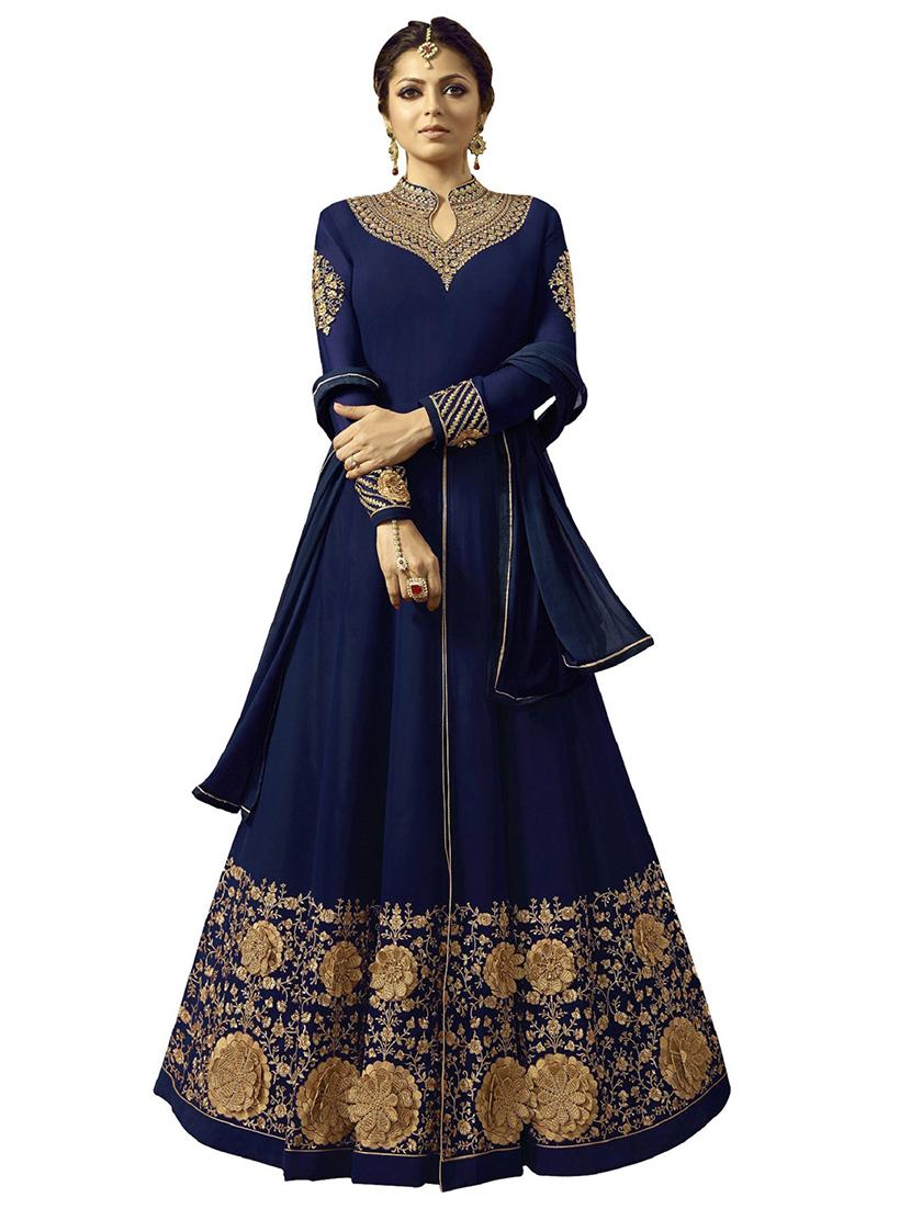 embroidered anarkali semi-stitched suit - 16056983 - Zoom Image - 1