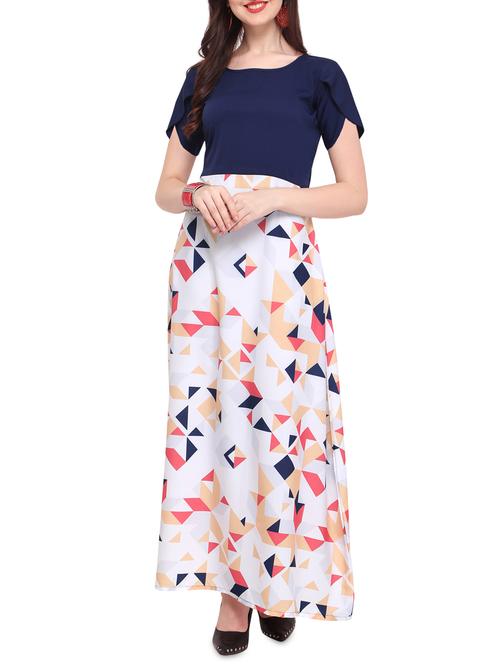 overlap sleeved geometric maxi dress - 16057052 - Standard Image - 1