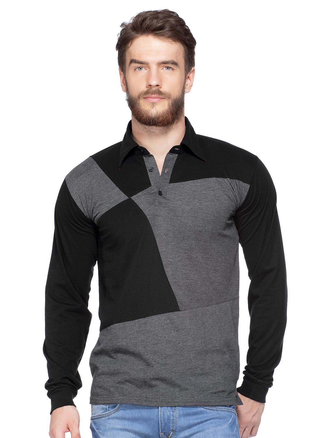 grey color block t-shirt - 16057070 - Zoom Image - 1