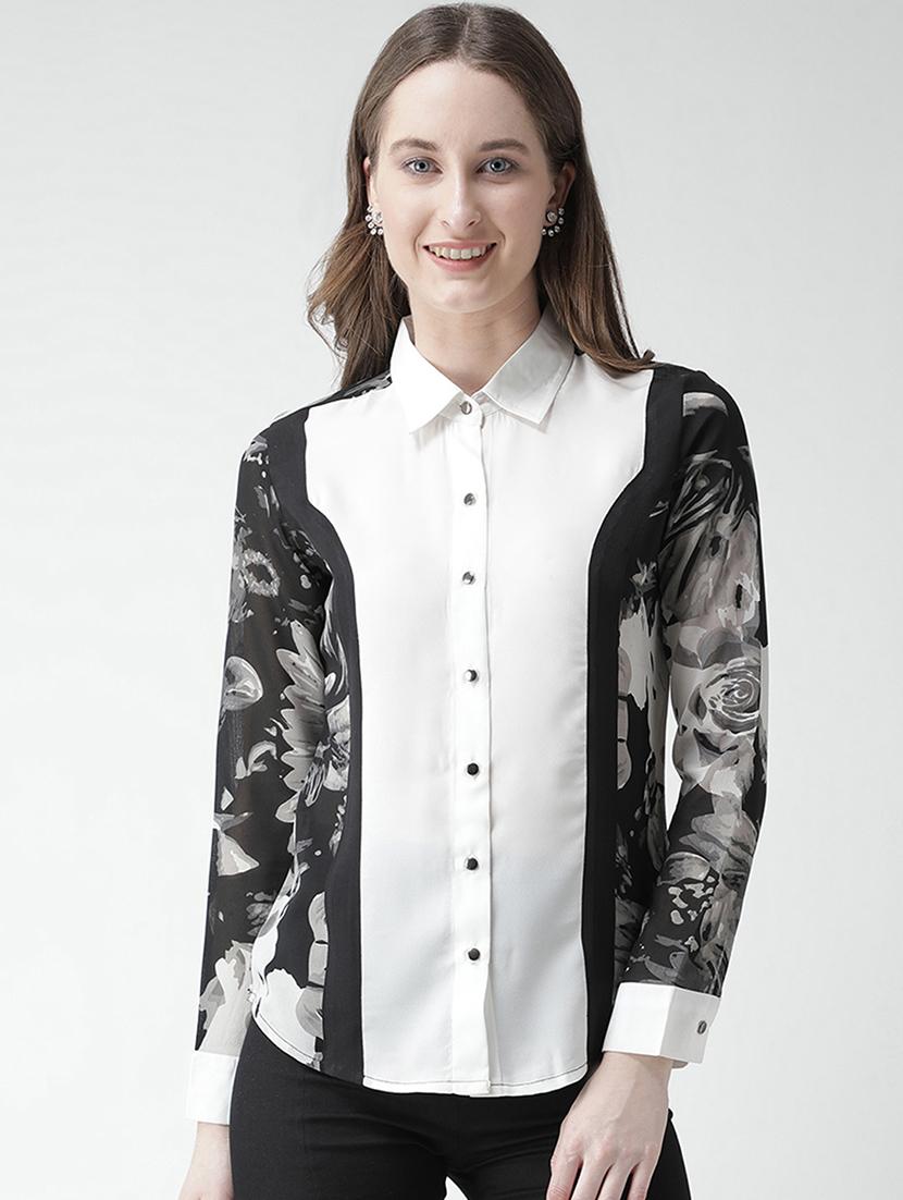 color block floral shirt - 16058367 - Zoom Image - 1
