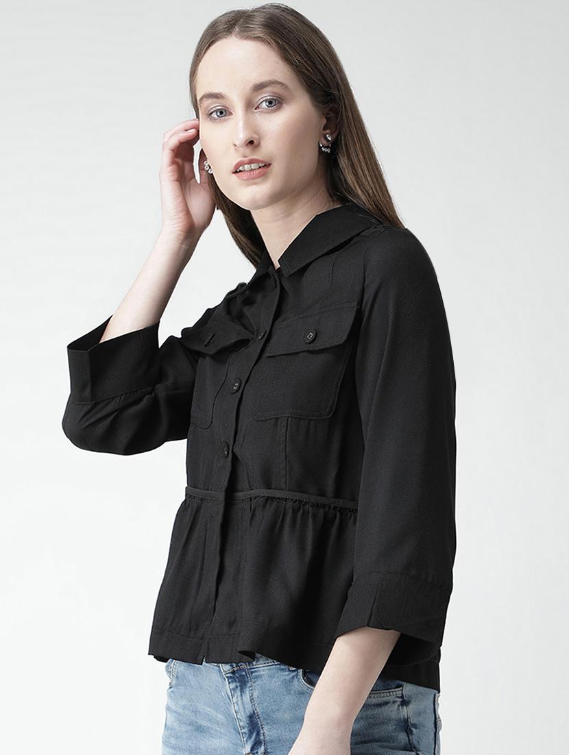 ruffled hem pocket patch shirt - 16058374 - Zoom Image - 2