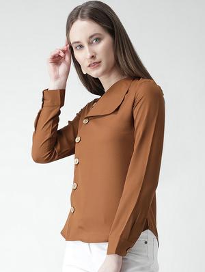 curved hem button up top - 16058380 - Standard Image - 2