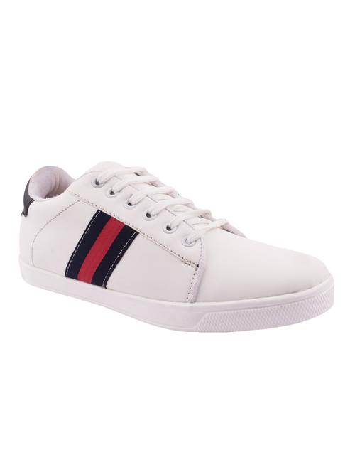 white leatherette lace up sneakers - 16058398 - Very Small Image - 1