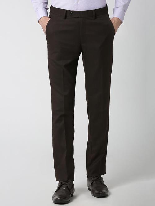 black polyester blend flat front formal trouser - 16058713 - Standard Image - 1
