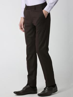 black polyester blend flat front formal trouser - 16058713 - Standard Image - 2