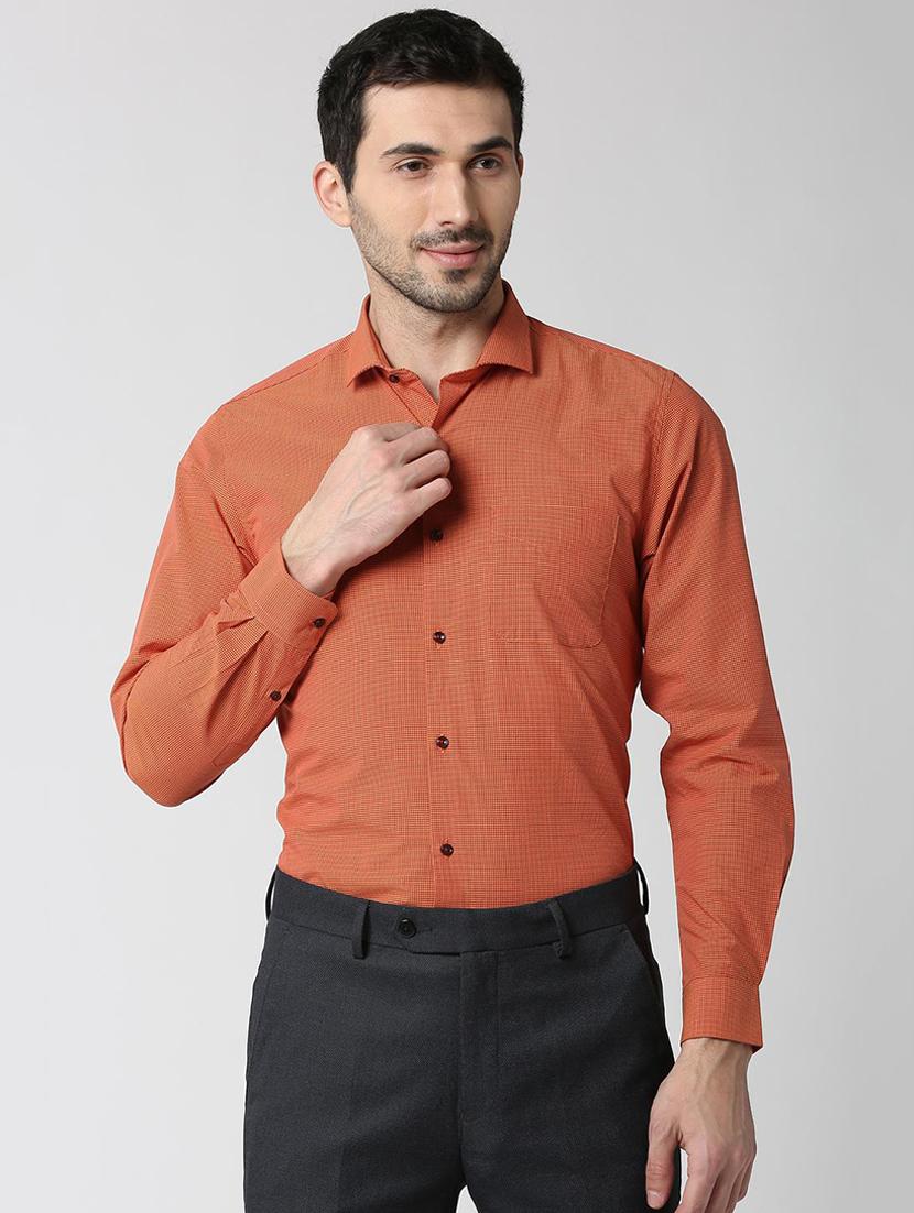 orange solid formal shirt - 16058739 - Zoom Image - 1