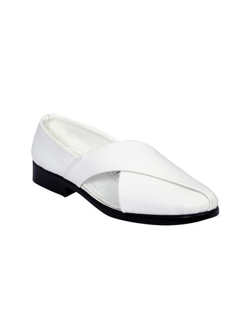 white faux leather slip on sandals - 16058854 - Standard Image - 1