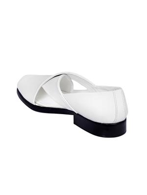 white faux leather slip on sandals - 16058854 - Standard Image - 3