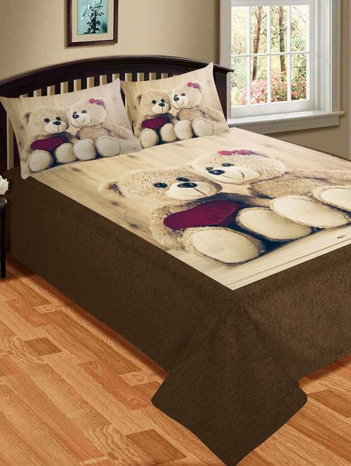 Velvet King Size Double Bed Sheet with 2 Pillow Covers - 16059380 - Standard Image - 1