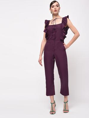 tie knot detail ruffled jumpsuit - 16059481 - Standard Image - 2