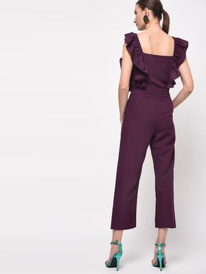 tie knot detail ruffled jumpsuit - 16059481 - Standard Image - 4