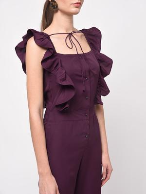 tie knot detail ruffled jumpsuit - 16059481 - Standard Image - 5