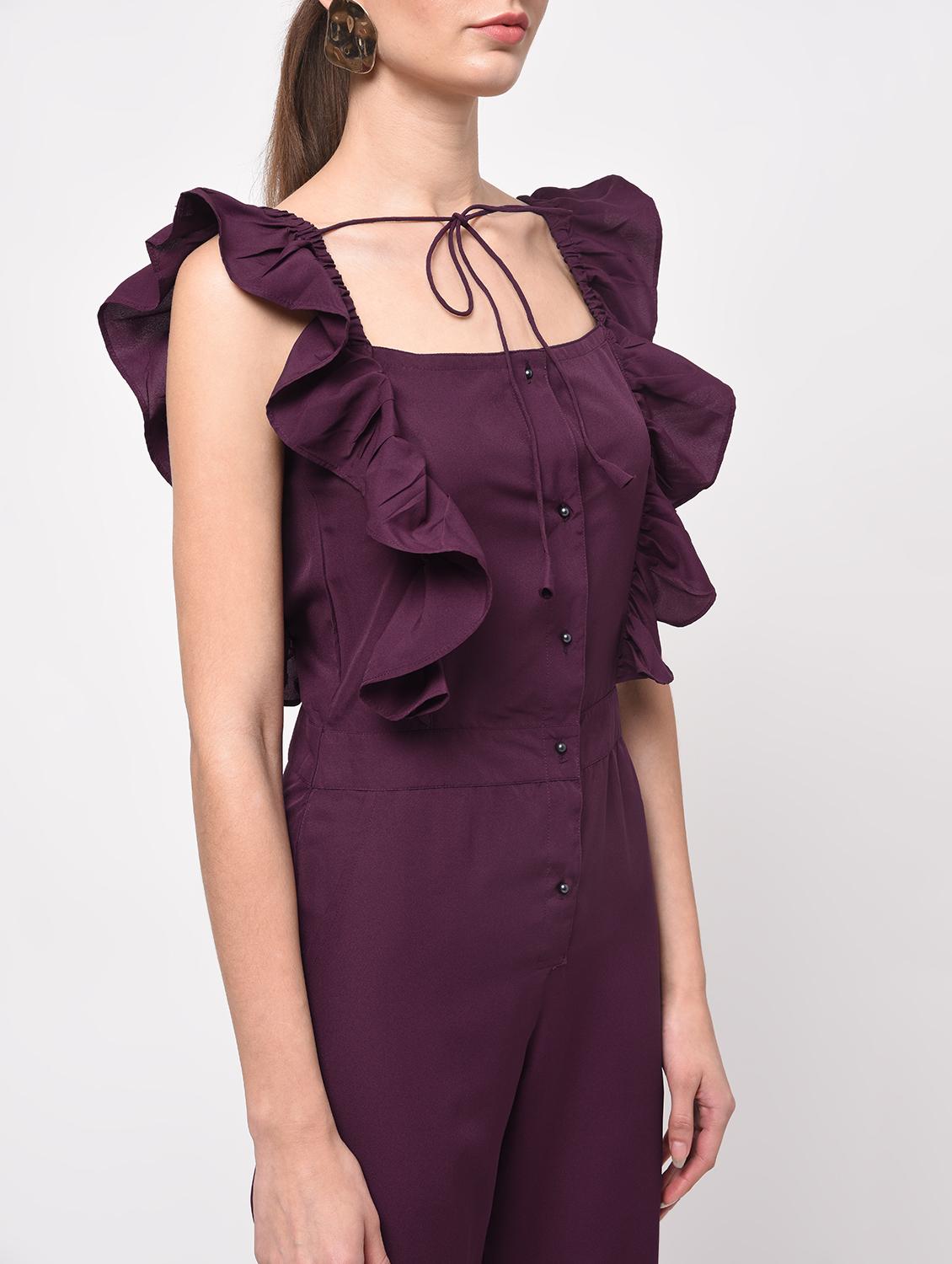 tie knot detail ruffled jumpsuit - 16059481 - Zoom Image - 5