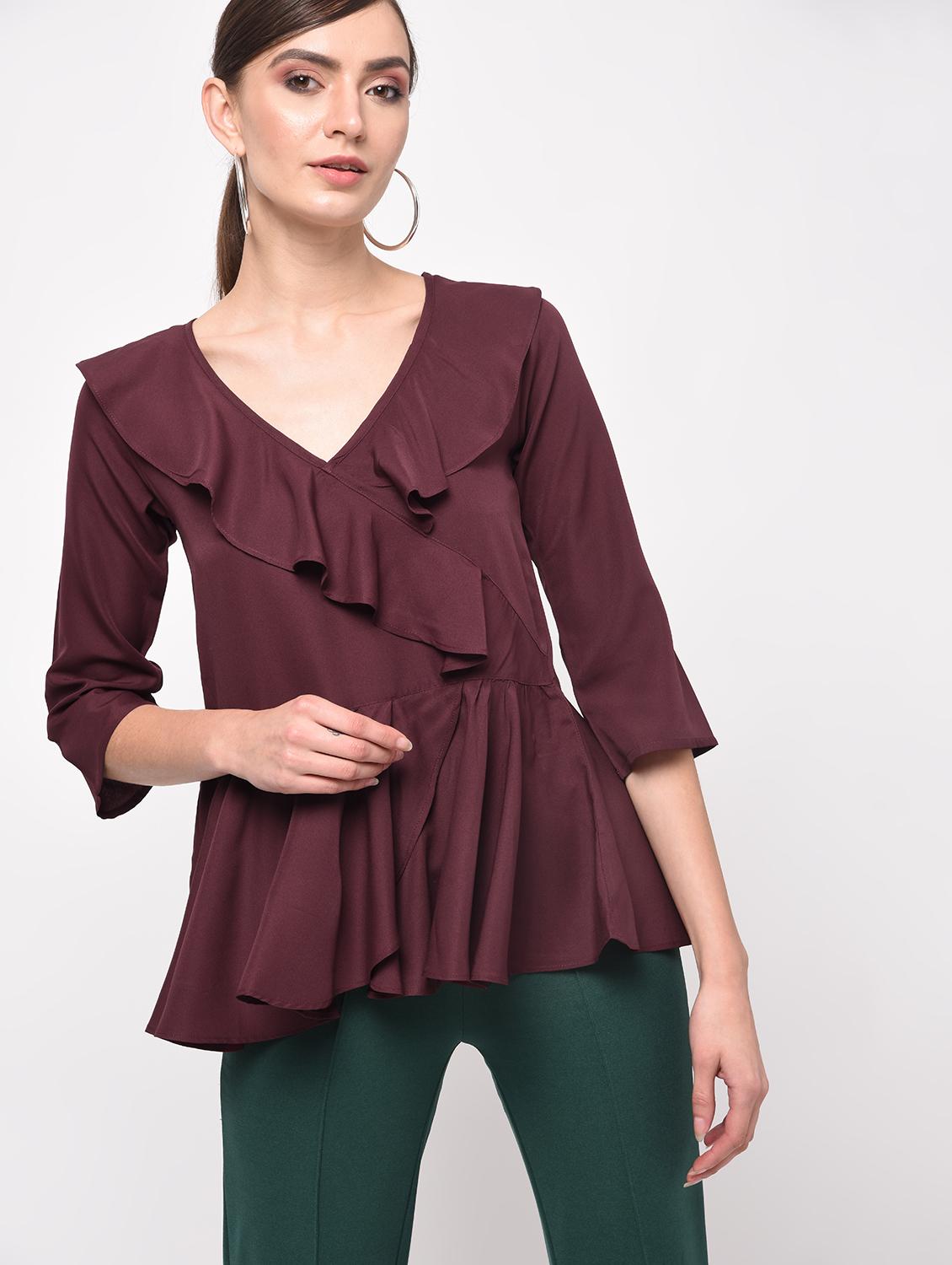 front overlap ruffle top - 16059496 - Zoom Image - 1