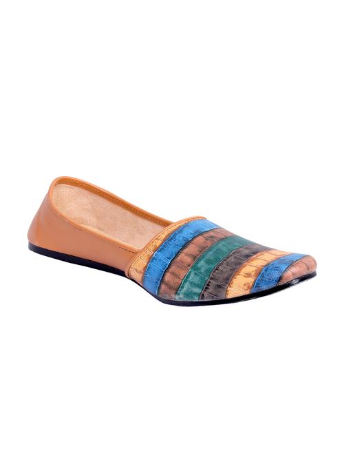 tan leatherette slip on mojaris - 16059716 - Standard Image - 1