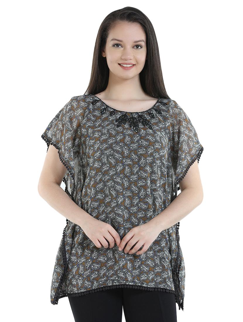 lace trim paisley kaftan top - 16059787 - Zoom Image - 1