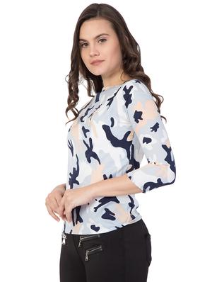 boat neck camouflage print top - 16059923 - Standard Image - 2