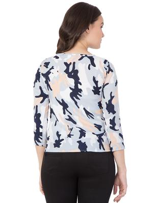 boat neck camouflage print top - 16059923 - Standard Image - 3