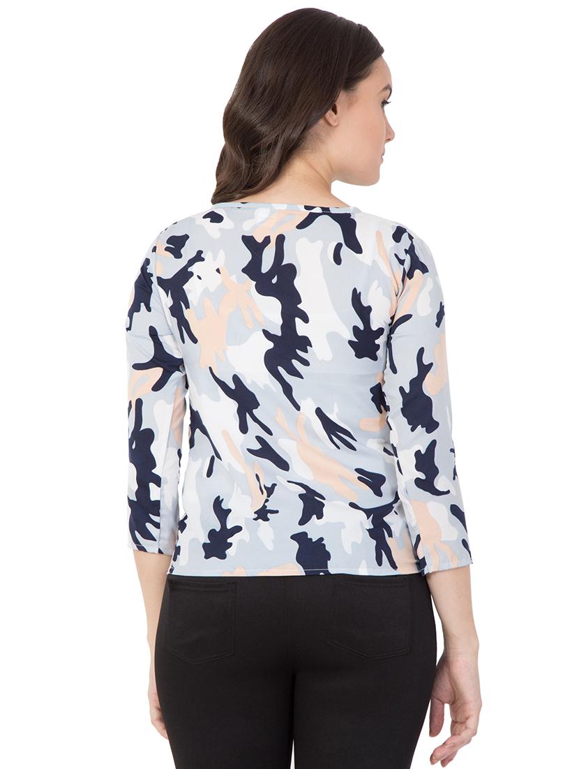 boat neck camouflage print top - 16059923 - Zoom Image - 3