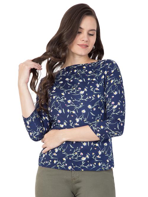 boat neck floral top - 16059935 - Standard Image - 1