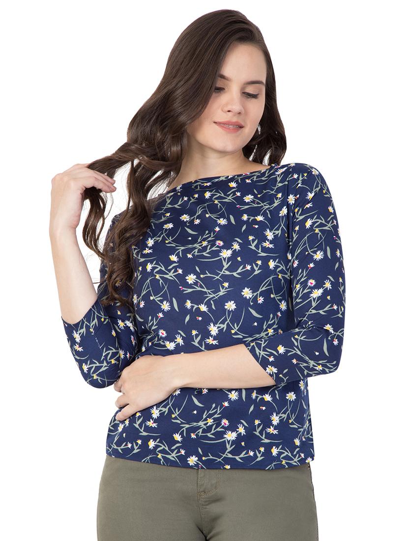 boat neck floral top - 16059935 - Zoom Image - 1