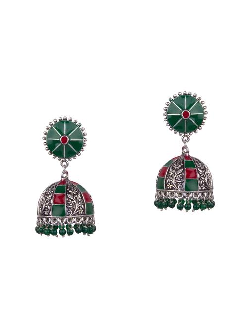 green brass jhumka earring - 16060001 - Standard Image - 1