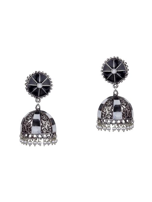 black brass jhumka earring - 16060004 - Standard Image - 1