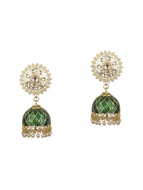 gold brass jhumka earring - 16060019 -  Standard Image - 0